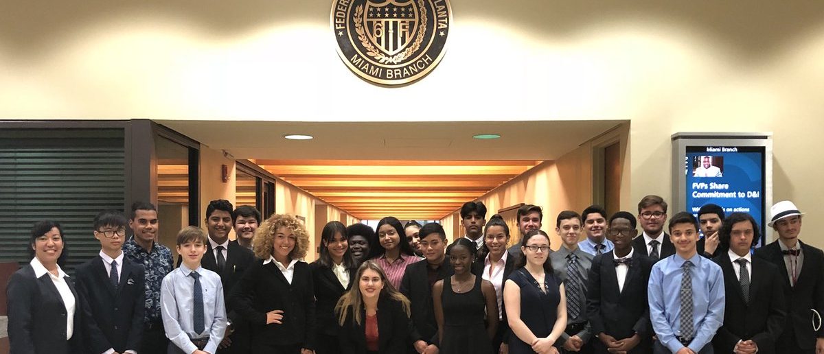 finance students at Federal Reserve branch